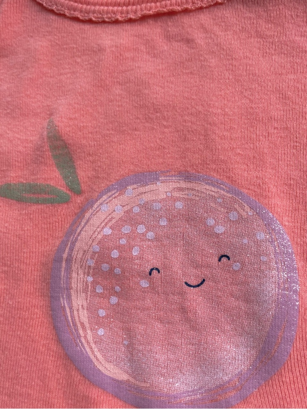 7/$21💥Peach Glitter Baby Girl Tee / Sleep Shirt, Puff Sleeve, Apricot Pink